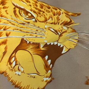 CarLyn 100% Silk Scarf Leopard Orange Tan Rust Large Handrolled Edges